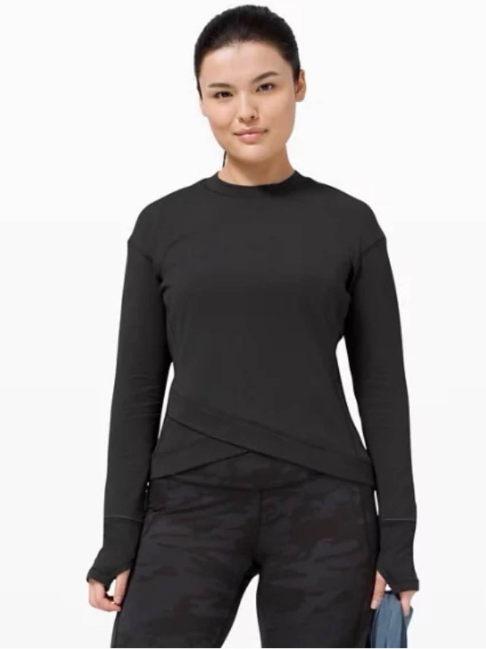 Lululemon Close to Crossing Top Women Size 8 Black Rulu Stretch Run Athletic
